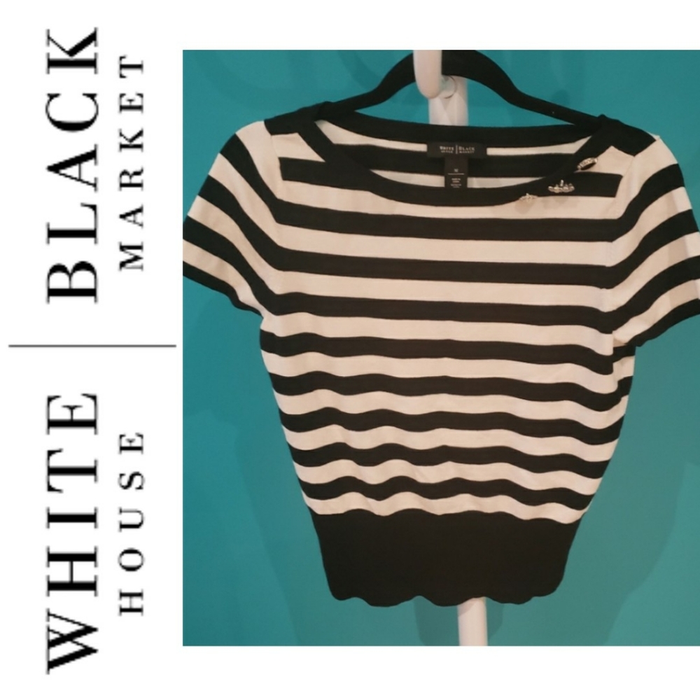White House Black Market Striped Short Sleeve Sweater